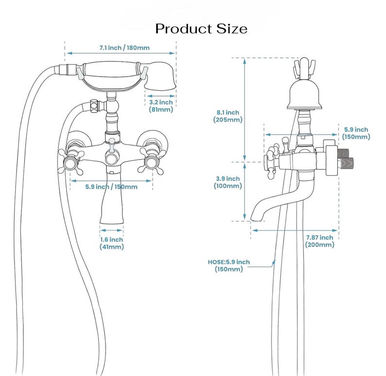 Luxury Brushed Brass Telephone Tub Filler with Handheld Shower