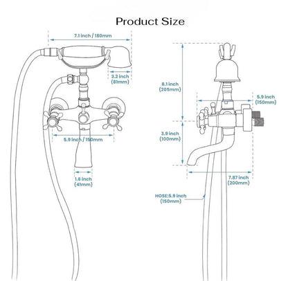 Luxury Brushed Brass Telephone Tub Filler with Handheld Shower