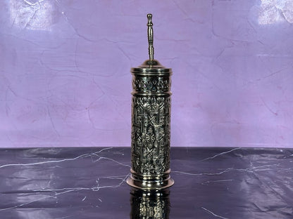 Luxury Etched Brass Toilet Brush Holder Set