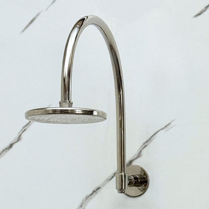 Luxury Polished Nickel Rain Shower Head with Curved Wall Arm