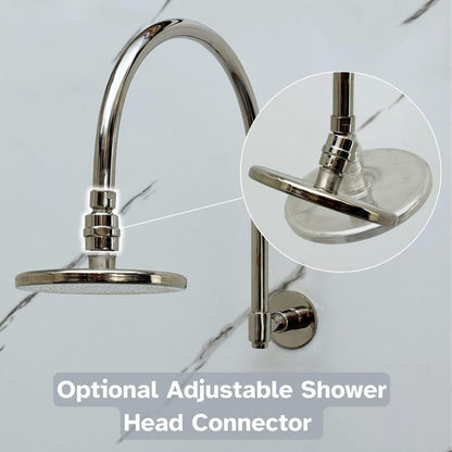 Luxury Polished Nickel Rain Shower Head with Curved Wall Arm