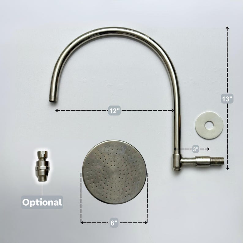 Luxury Polished Nickel Rain Shower Head with Curved Wall Arm