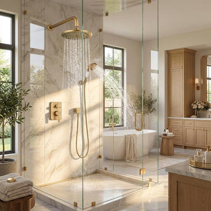 Artisan Moroccan Unlacquered Brass Shower System