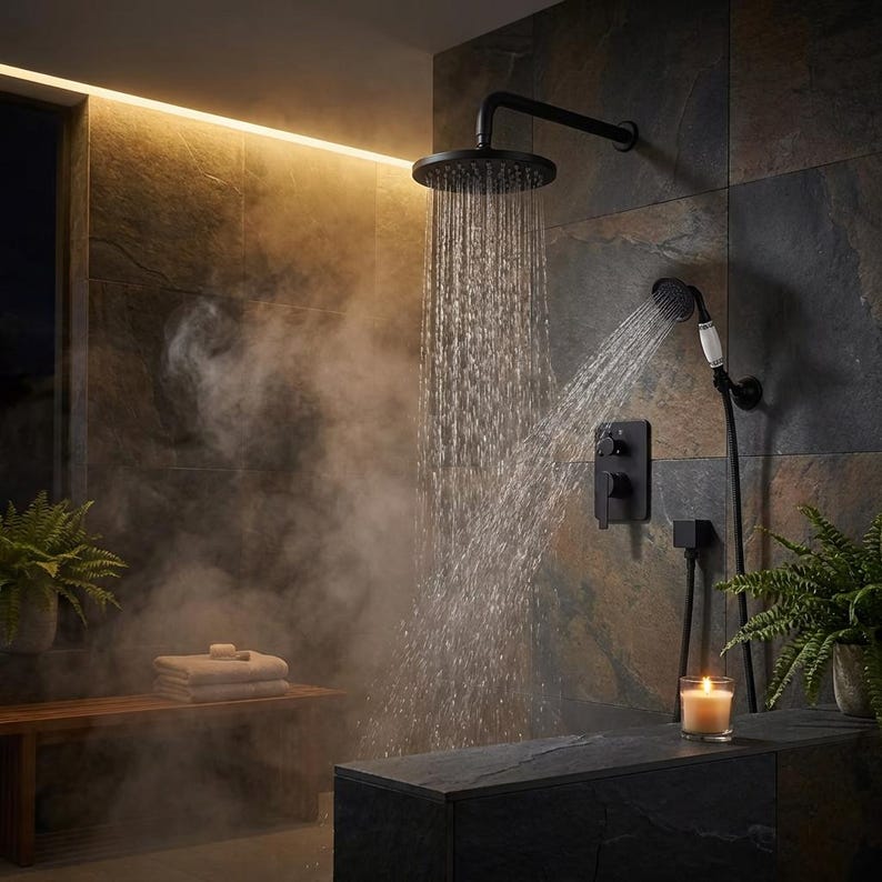 Artisan Moroccan Unlacquered Brass Shower System
