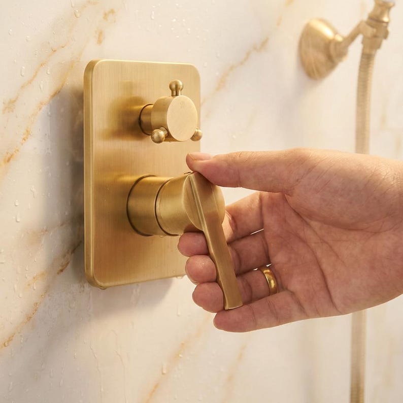 Artisan Moroccan Unlacquered Brass Shower System