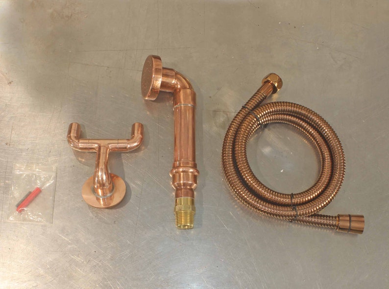 Minimalist Industrial Copper Handheld Shower Set