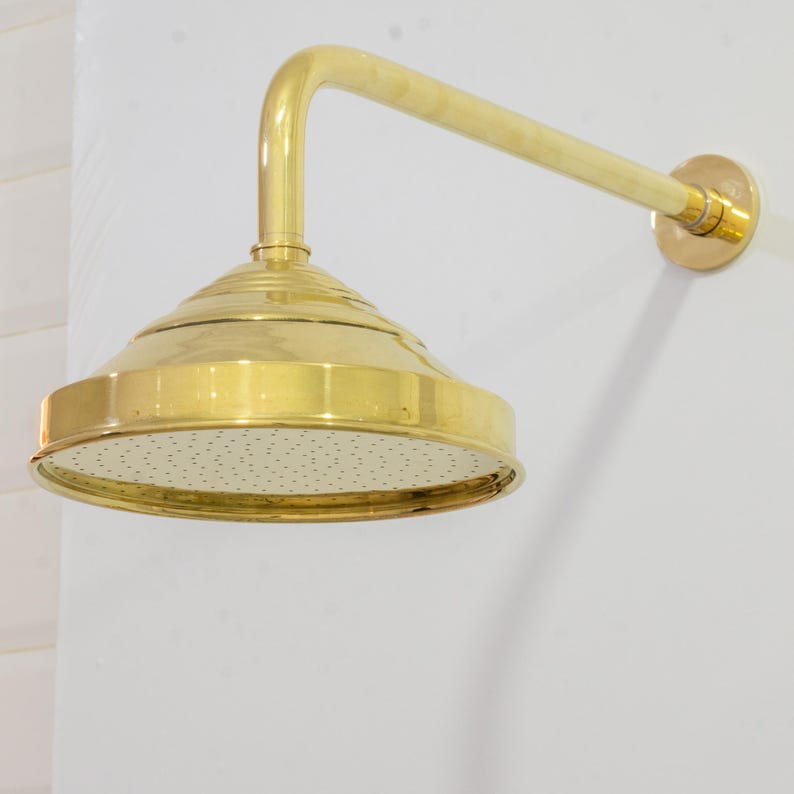 Luxury Unlacquered Brass Shower System – Rectangular Valve Plate with Cross Handles