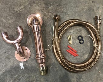 Minimalist Industrial Copper Handheld Shower Set