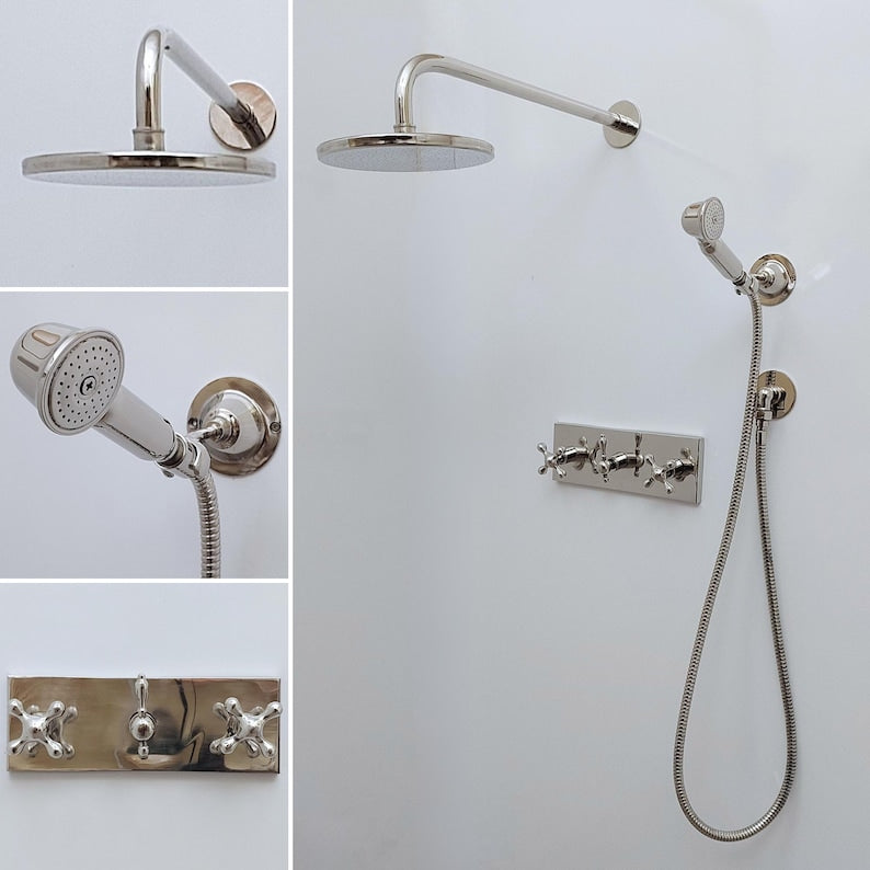 Architectural Silver Polished Nickel Rain Shower with Linear Valve Plate
