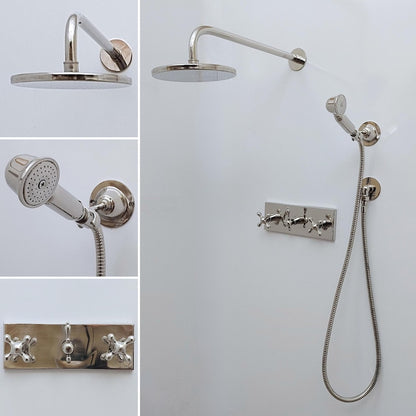 Architectural Silver Polished Nickel Rain Shower with Linear Valve Plate