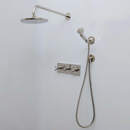 Architectural Silver Polished Nickel Rain Shower with Linear Valve Plate