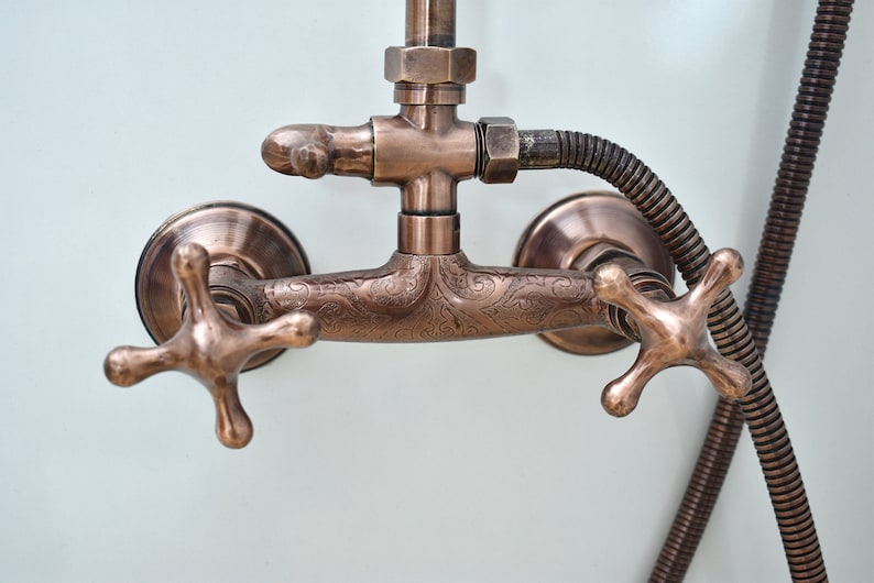 Heritage Engraved Copper Exposed Shower System
