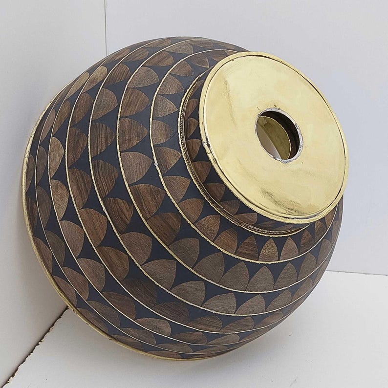 The Midnight Gold Vessel Sink Handcrafted Brass with Art Deco Scales