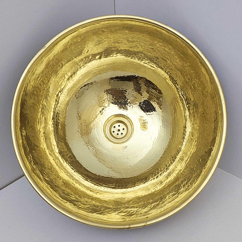 The Midnight Gold Vessel Sink Handcrafted Brass with Art Deco Scales