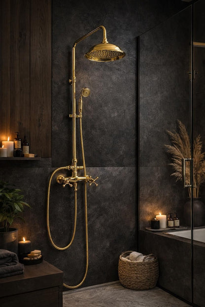 Elite Polished Gold Exposed Rain Shower System