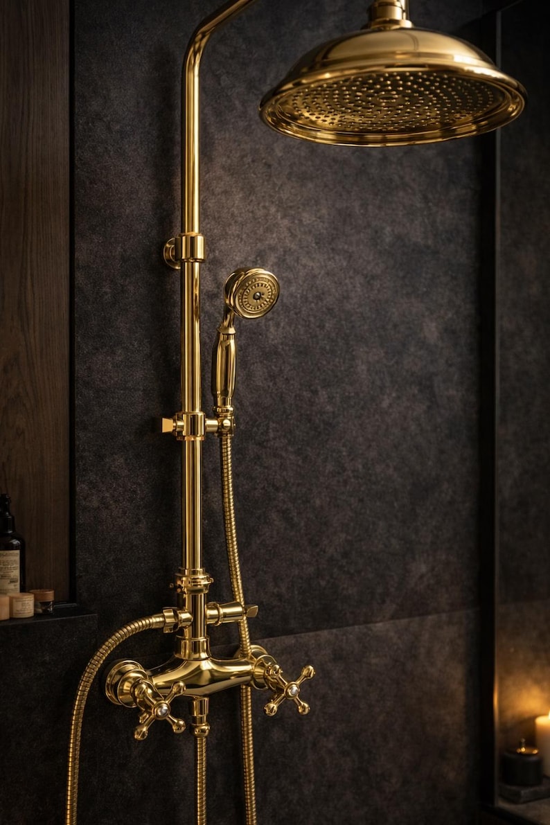 Elite Polished Gold Exposed Rain Shower System