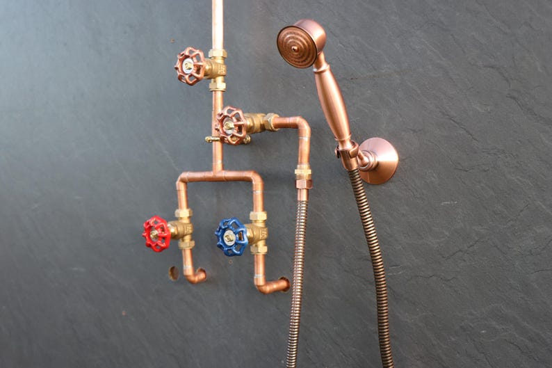 Industrial Exposed Copper Rain Shower System