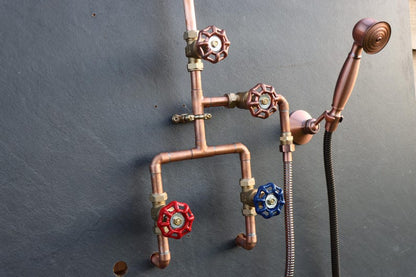 Industrial Exposed Copper Rain Shower System