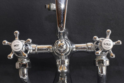 Vintage Chrome Deck-Mount Tub Filler with Handheld Shower
