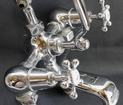 Vintage Chrome Deck-Mount Tub Filler with Handheld Shower