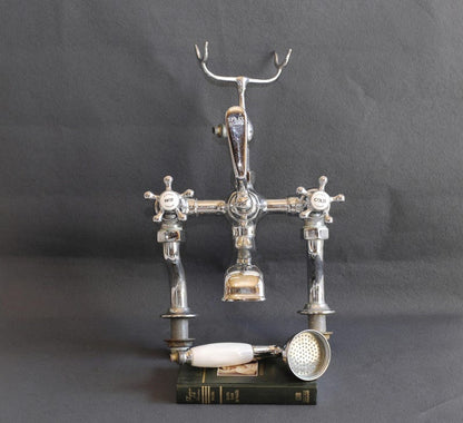 Vintage Chrome Deck-Mount Tub Filler with Handheld Shower