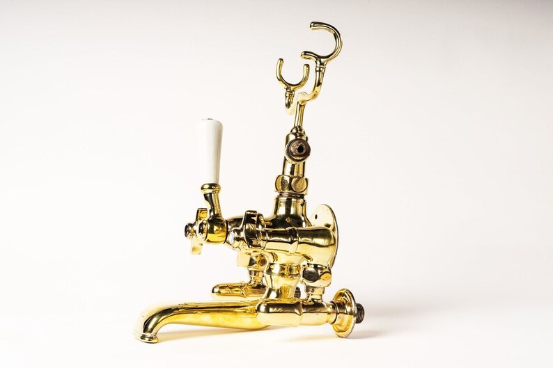 Victorian Polished Gold Telephone-Style Tub Mixer