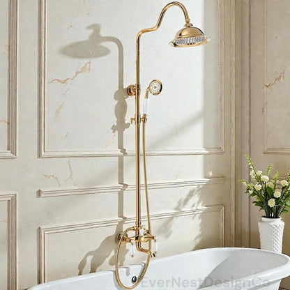 Exquisite Gold Victorian-Style Bathtub Shower System: A Timeless Statement Piece