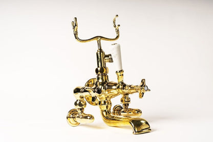 Victorian Polished Gold Telephone-Style Tub Mixer