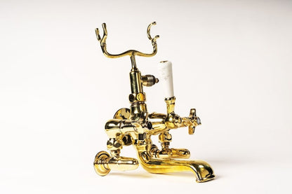 Victorian Polished Gold Telephone-Style Tub Mixer