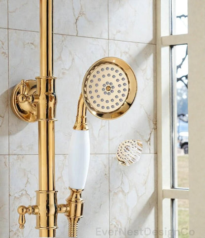 Exquisite Gold Victorian-Style Bathtub Shower System: A Timeless Statement Piece