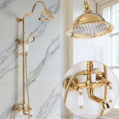 Exquisite Gold Victorian-Style Bathtub Shower System: A Timeless Statement Piece