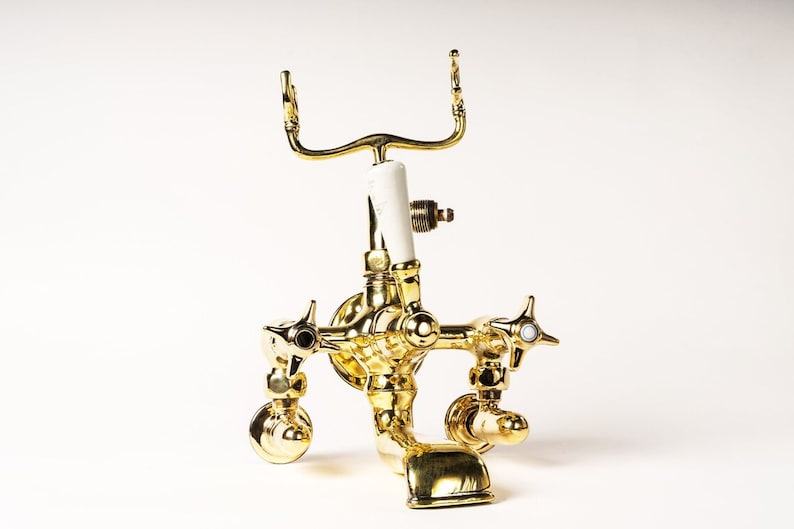Victorian Polished Gold Telephone-Style Tub Mixer