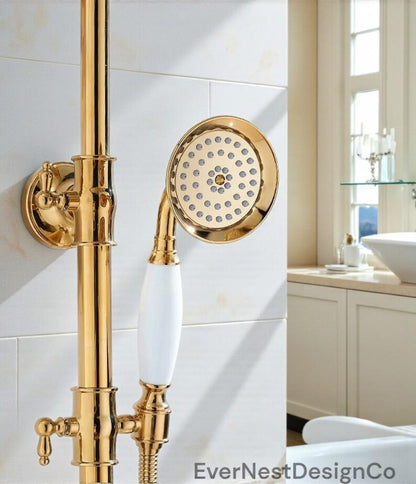 Exquisite Gold Victorian-Style Bathtub Shower System: A Timeless Statement Piece
