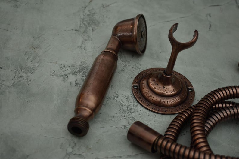 &nbsp;Handcrafted Antique Copper Handheld Shower Set