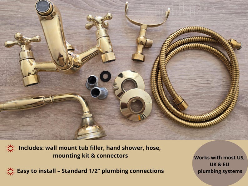 Elite Polished Gold Wall-Mount Telephone Shower System
