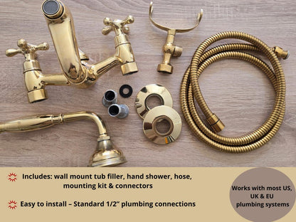 Elite Polished Gold Wall-Mount Telephone Shower System