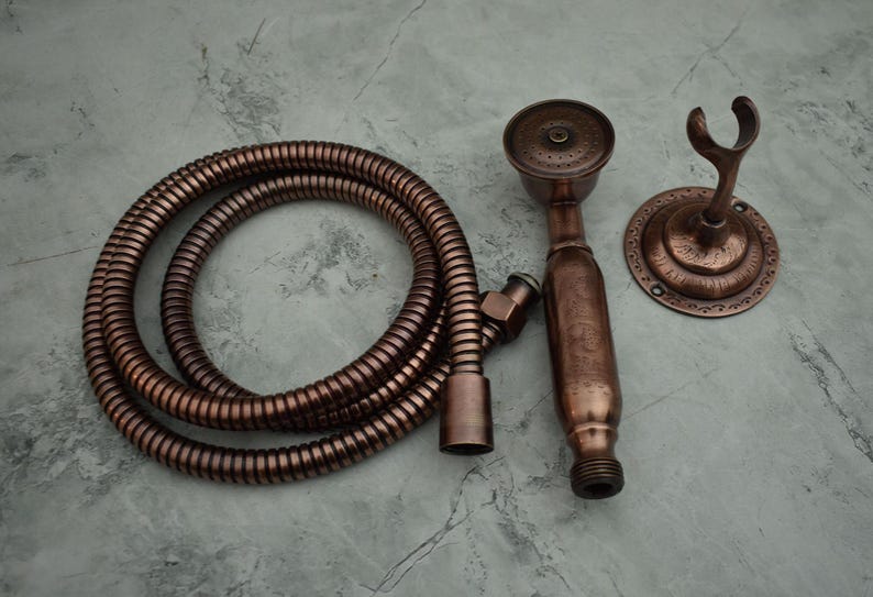 &nbsp;Handcrafted Antique Copper Handheld Shower Set