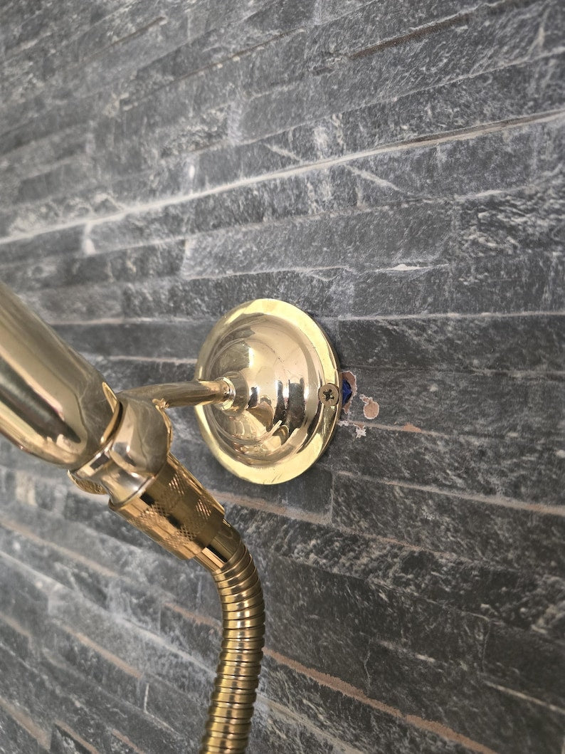 Golden Glow Handcrafted Polished Brass Handheld Shower Set
