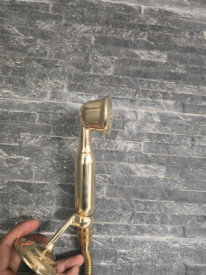 Golden Glow Handcrafted Polished Brass Handheld Shower Set