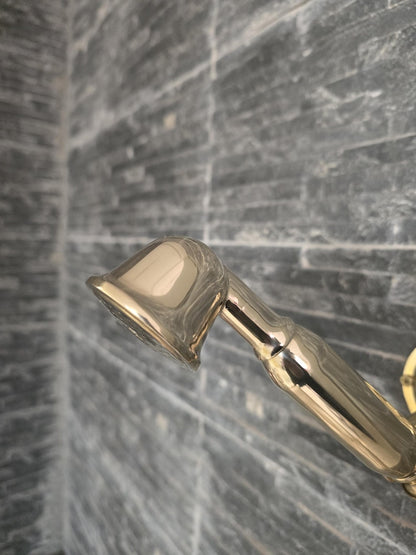 Golden Glow Handcrafted Polished Brass Handheld Shower Set