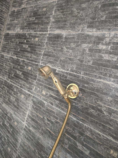 Golden Glow Handcrafted Polished Brass Handheld Shower Set