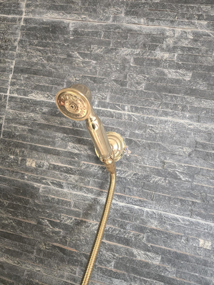 Golden Glow Handcrafted Polished Brass Handheld Shower Set
