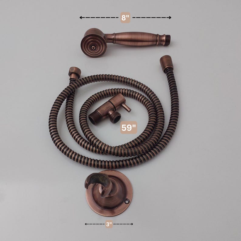 Antique Copper Handheld Shower System with Integrated Diverter