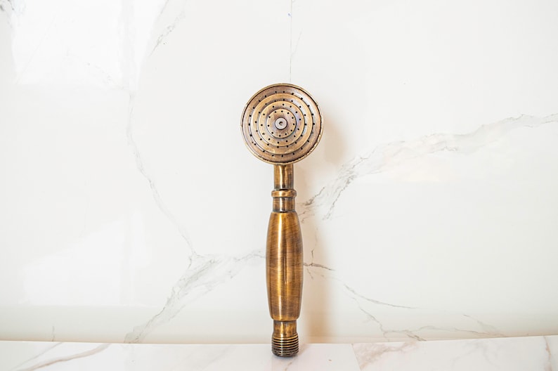Timeless Duet: Handcrafted Antique Brass &amp; Copper Shower Wands