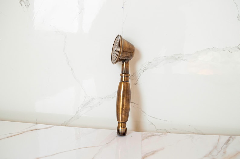 Timeless Duet: Handcrafted Antique Brass &amp; Copper Shower Wands