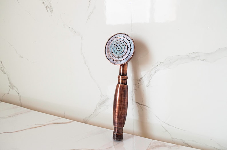Timeless Duet: Handcrafted Antique Brass &amp; Copper Shower Wands