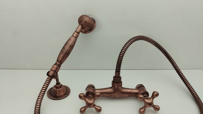Engraved Antique Copper Shower Set with Exposed Mixer