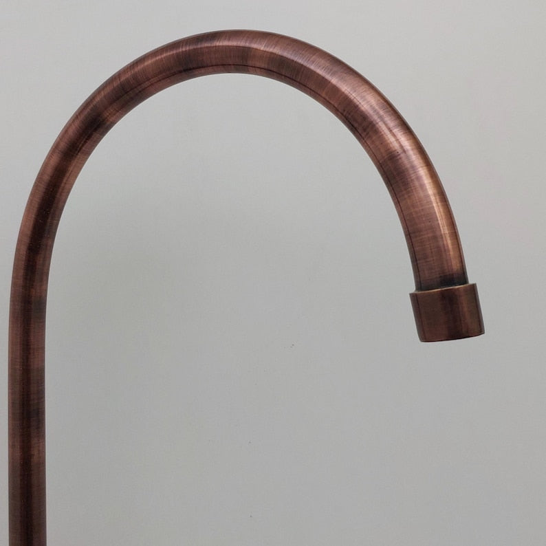Rustic Antique Copper Gooseneck Wall-Mount Faucet