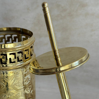 Luxury Engraved Brass Toilet Brush Holder Set