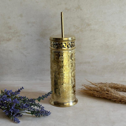 Luxury Engraved Brass Toilet Brush Holder Set